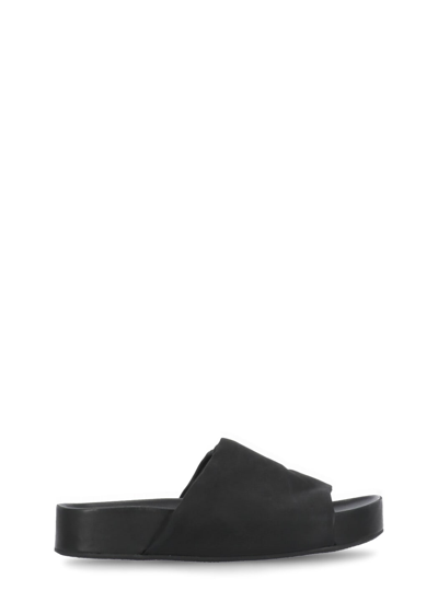 Shop Uma Wang Leather Slippers In Black