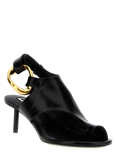 Shop Jil Sander Brass Jewel Thong Sandals In Black