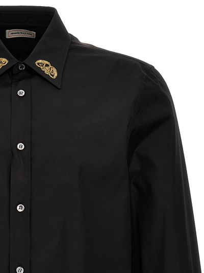 Shop Alexander Mcqueen Embroidered Collar Shirt In Black