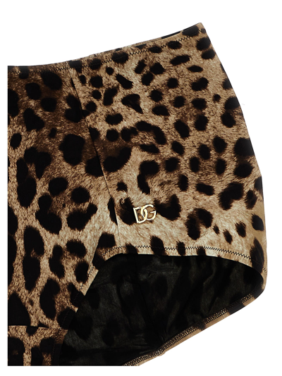 Shop Dolce & Gabbana Leopard Bikini Bottom In Multicolor