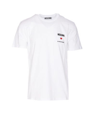 Shop Moschino In Love We Trust T-shirt In White