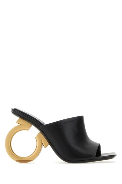 Shop Ferragamo Salvatore  Woman Black Nappa Leather Elina Mules