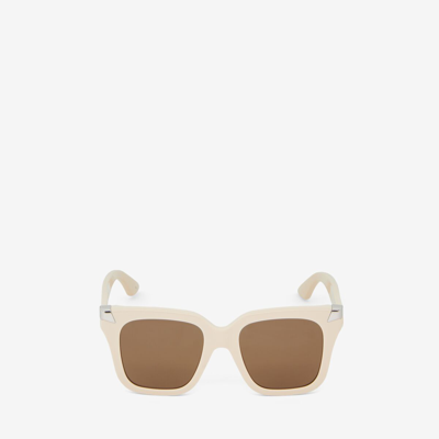 Shop Alexander Mcqueen Punk Rivet Oversize Sunglasses In Ivory