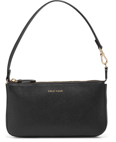Shop Cole Haan Go Anywhere Small Saffiano Leather Wristlet In Black
