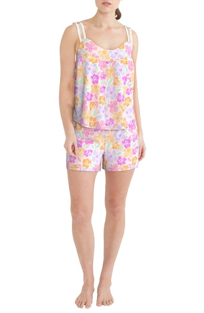 Shop Kensie Lace Strap Boxer Pajamas In Multi Floral