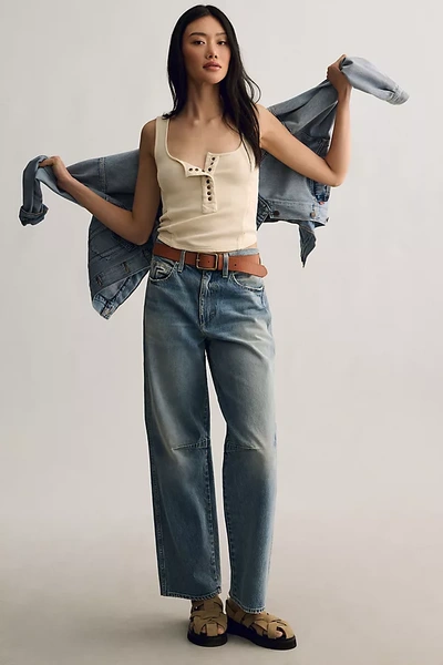Shop Amo Sandra Baggy Mid-rise Wide-leg Jeans In Blue