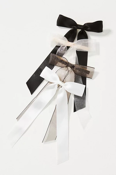 Shop By Anthropologie Organza Hair Bows, Set Of 4 In Black