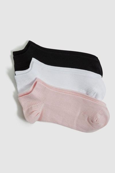 Shop Reiss Callie - Black/blush 3 Pack Of Trainer Socks, Uk 6-8