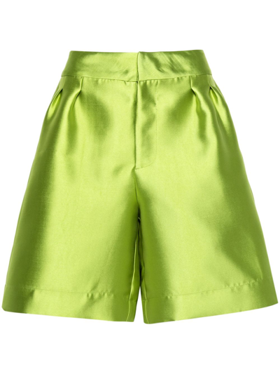 Shop Marques' Almeida Green Tailored Taffeta Shorts