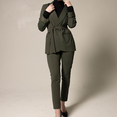Shop Le Réussi Olive Skinny Pants Women's Trousers In Green