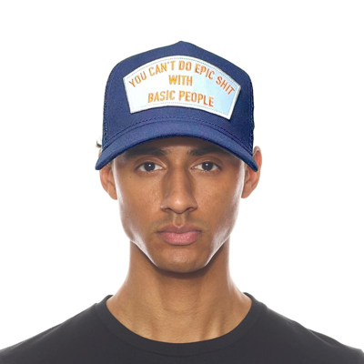Shop Cult Of Individuality Epic Shit Mesh Back Trucker Curved Visor In Blue