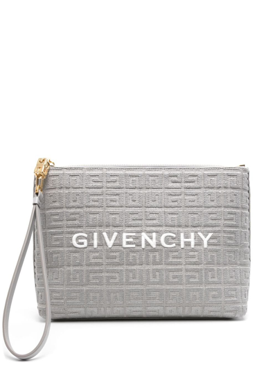 Shop Givenchy Grey 4g-embroidered Travel Pouch