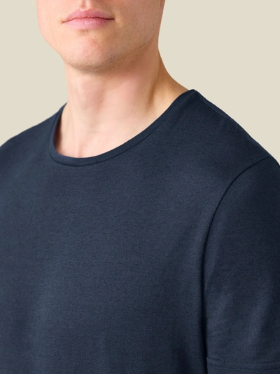Shop Luca Faloni Navy Blue Cashmere-cotton T-shirt In Dark Blue