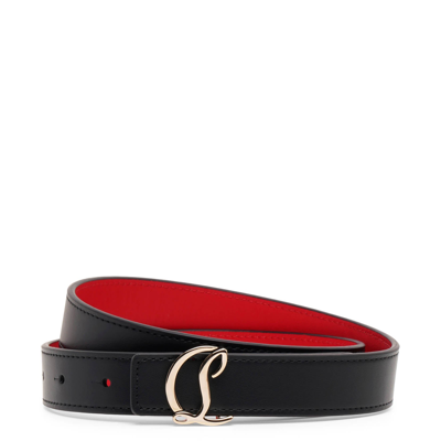 Shop Christian Louboutin Cl Logo 25mm Black Leather Belt