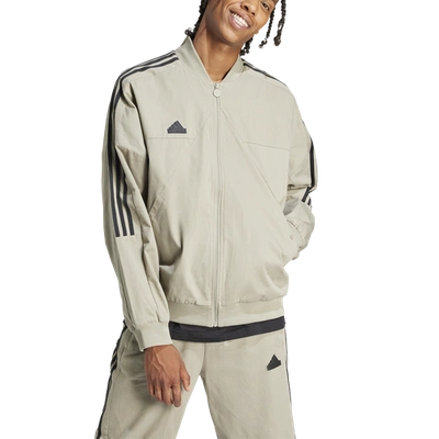 Shop Adidas Originals Mens Adidas Tiro Woven Bomber Jacket In Silver Pebble