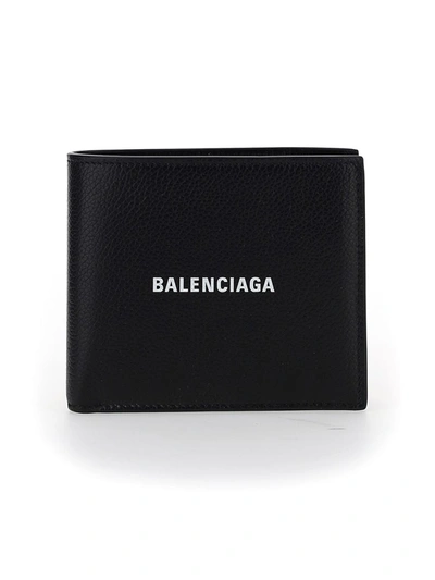 Shop Balenciaga "cash Square Folded Coin" Wallet In Black