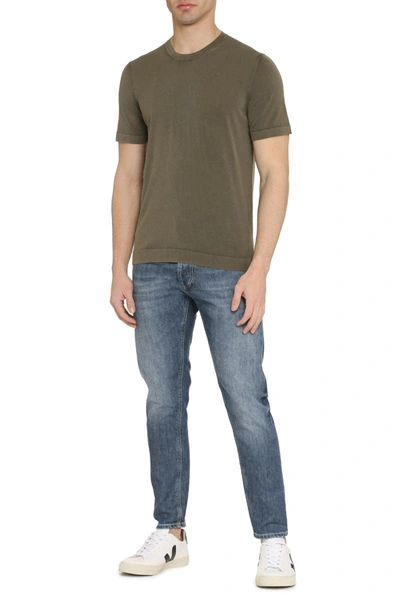 Shop Canali Cotton Crew-neck T-shirt In Green