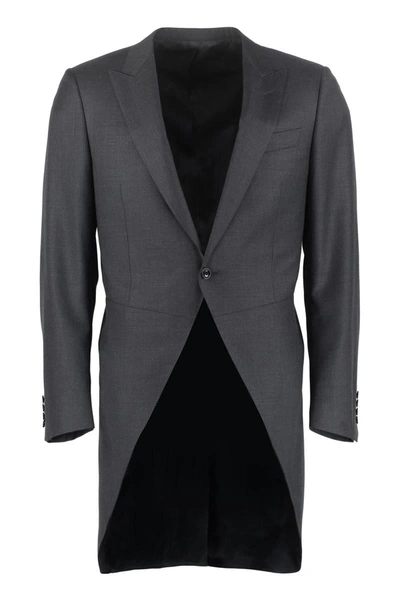 Shop Canali Wool Tailored Jacket In Grey