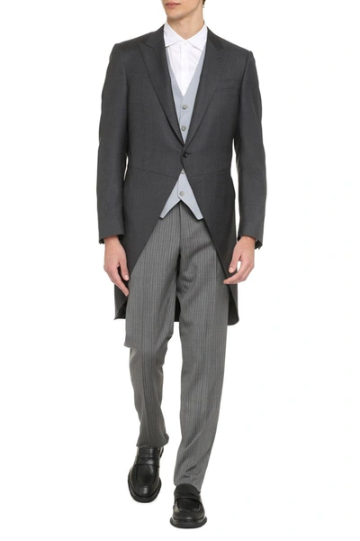 Shop Canali Wool Tailored Jacket In Grey