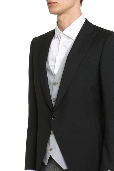 Shop Canali Wool Tailored Jacket In Black