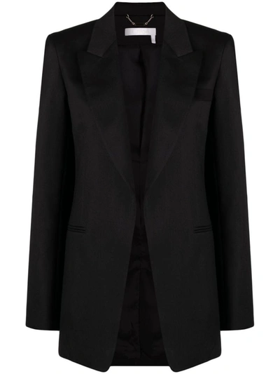 Chloé Open-front Ramie Blazer In Black