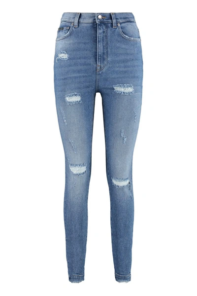 Shop Dolce & Gabbana Grace High-rise Skinny-fit Jeans In Denim