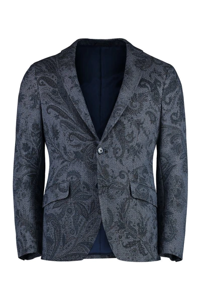 Shop Etro Single-breasted Two-button Jacket In Blue