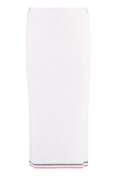 Shop Fendi Jacquard Knit Skirt In White