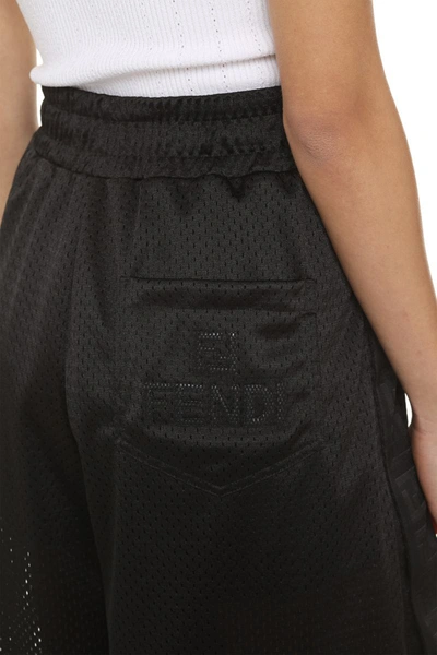 Shop Fendi Mesh Fabric Pants In Black