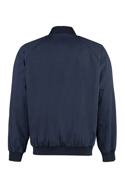 Shop Fendi Nylon Bomber Jacket In Blue