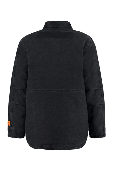 Shop Heron Preston Bleach Wash Denim Jacket In Black