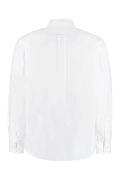 Shop Kenzo Button-down Collar Cotton Shirt In White