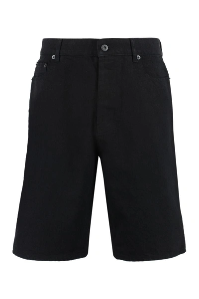 Shop Kenzo Denim Bermuda Shorts In Black