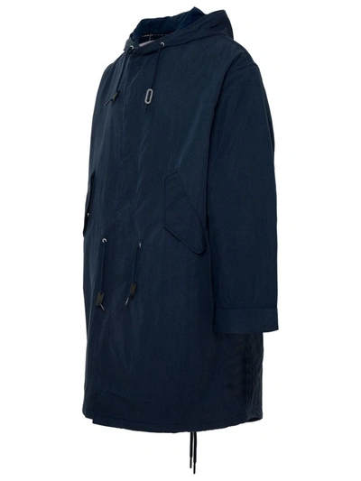 Shop Kenzo Blue Nylon Parka In Bleu Nuit