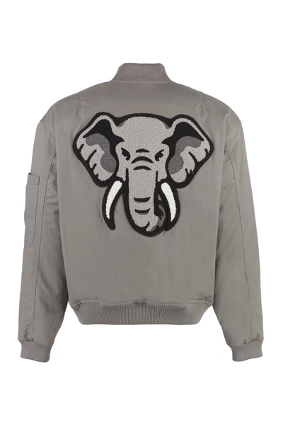 Shop Kenzo Patch Bomber Jacket In Grey