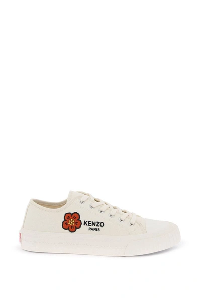 Shop Kenzo Cream Canvas Sneakers In White