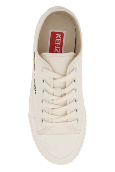 Shop Kenzo Cream Canvas Sneakers In White