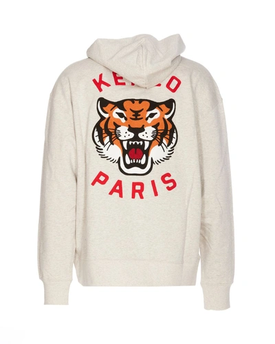 Shop Kenzo 'lucky Tiger' Hoodie In Gray