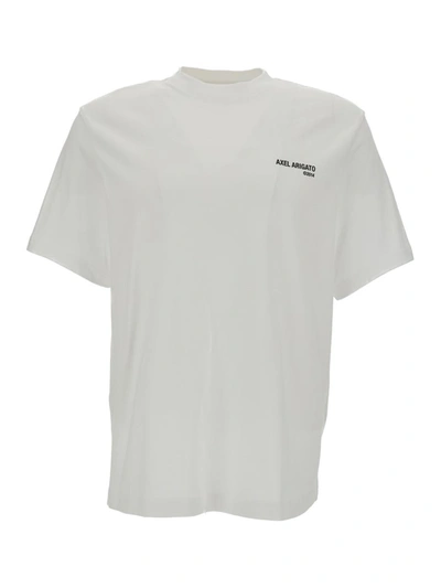 Shop Axel Arigato 'legacy' White T-shirti With Logo Lettering Print In Cotton Man