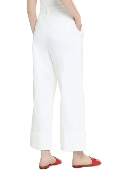 Shop Max Mara Nigella Cotton Trousers In White