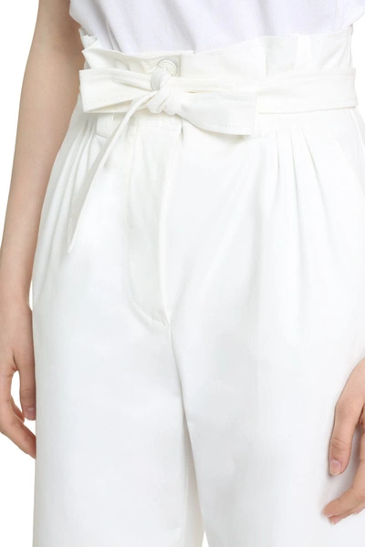 Shop Max Mara Nigella Cotton Trousers In White