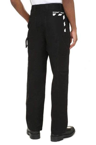 Shop Off-white Cotton Cargo-trousers In Black