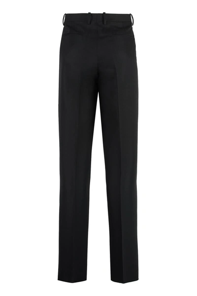 Shop Off-white Wool Tailored Trousers In Black