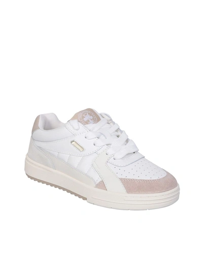 Shop Palm Angels University White Leather Sneakers