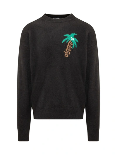 Shop Palm Angels Black Wool Blend Sweater