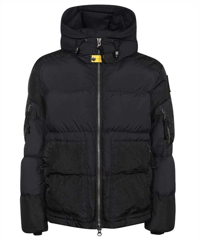 Parajumpers Two-tone Hooded Padded Jacket In Black