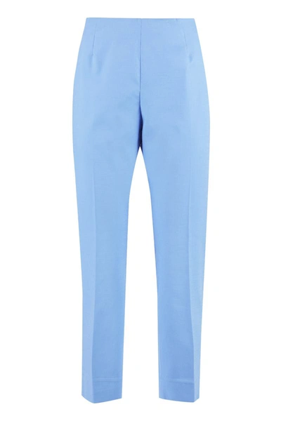 Shop Peserico Cotton Trousers In Blue