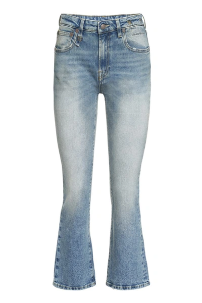 Shop R13 Cropped Flared Jeans In Denim