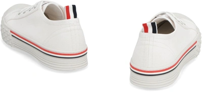 Shop Thom Browne Collegiate Canvas Low-top Sneakers In White