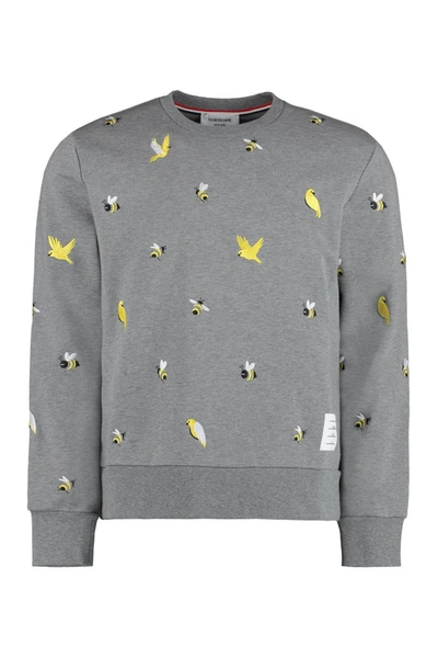 Shop Thom Browne Cotton Crew-neck Sweatshirt In Grey